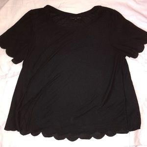 Topshop Black Scalloped T-shirt